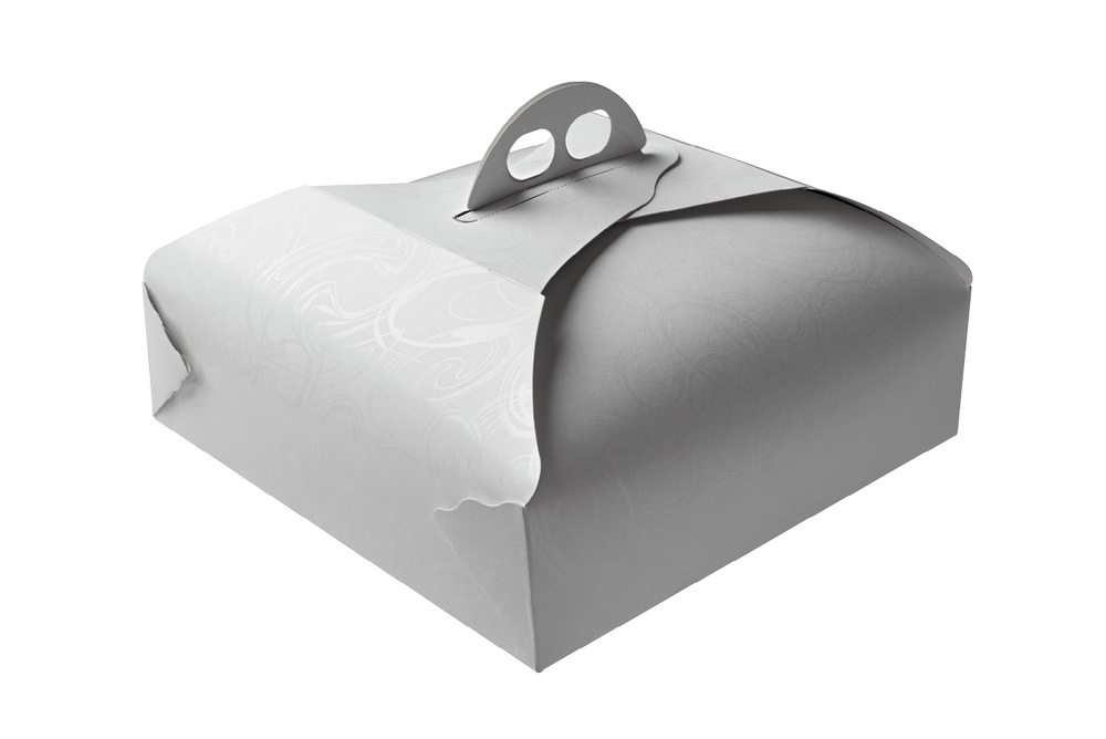 KARTONSKA KUTIJA za TORTE i KOLAČE 19x19x7cm 1/1 bijela