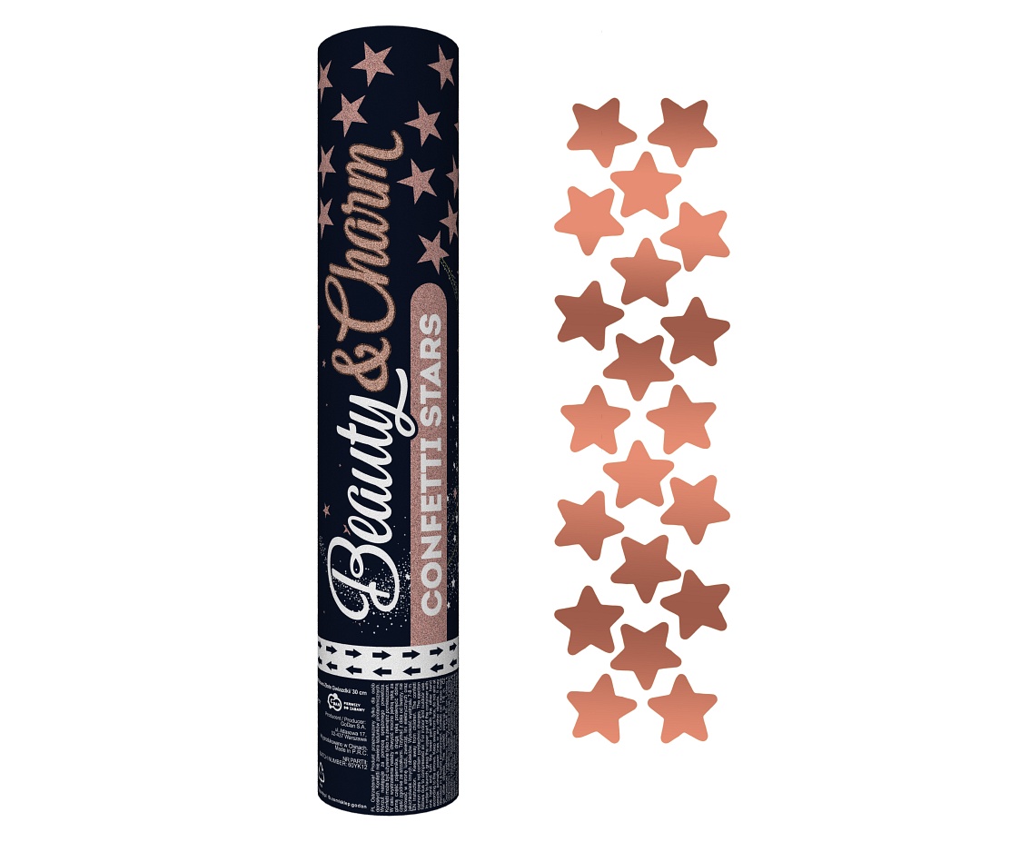 CONFETTI SHOOTER 30 cm GOLD ROSE STARS